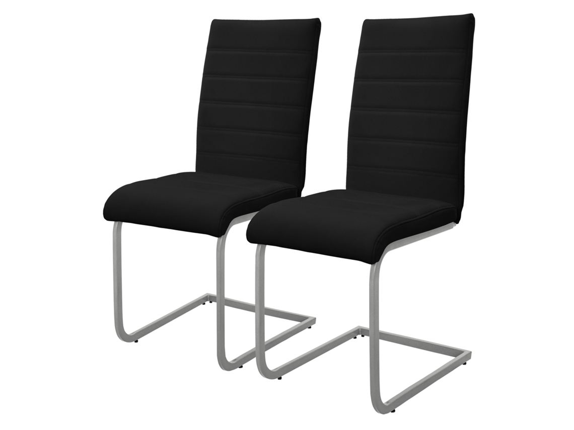Conjunto de 2 Cadeiras ML-DESIGN de Jantar Cantilever com Encosto em Couro Sintético Preto