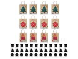12 Bolsas Navideñas De Papel Kraft Para Hacer Tú Mismo, Con Papel Rascador Y Poste Rascador Para Envolver Regalos.
