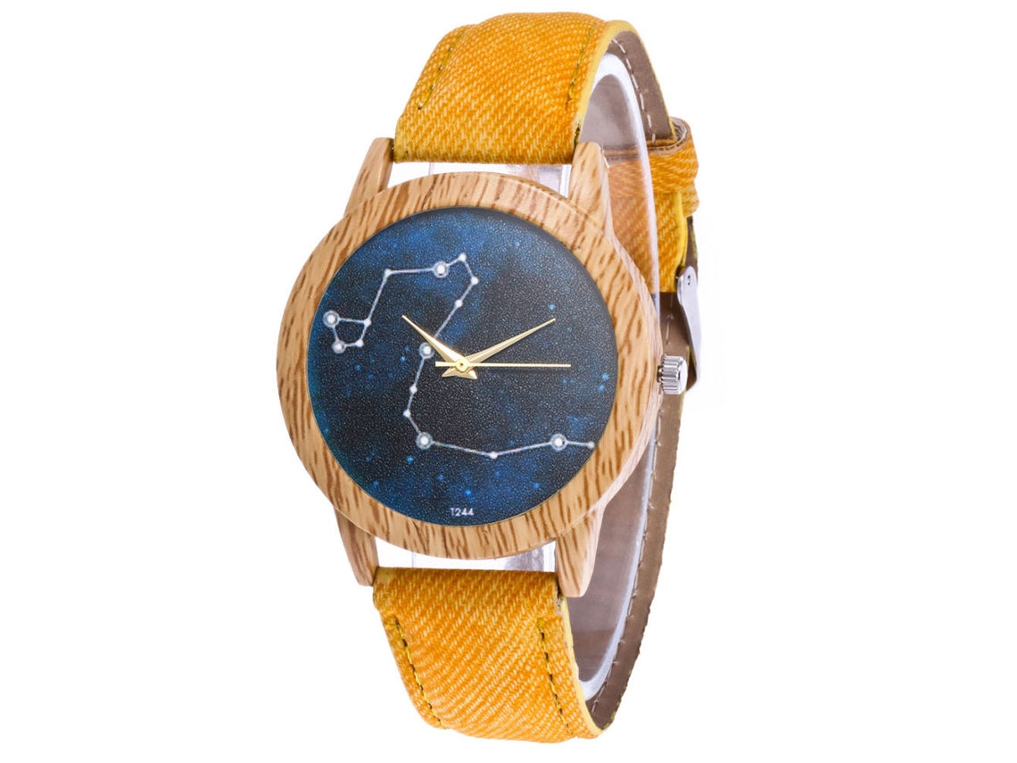 Reloj De Pulsera Moderno De Cuarzo Zhoulianfa Con Correa De Lona Y Esfera Redonda Amarilla.