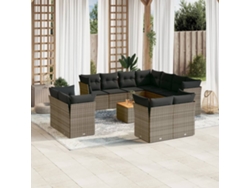 Conjunto de sofá de jardín de 12 piezas con cojines, ratán gris, DKD Home Decor