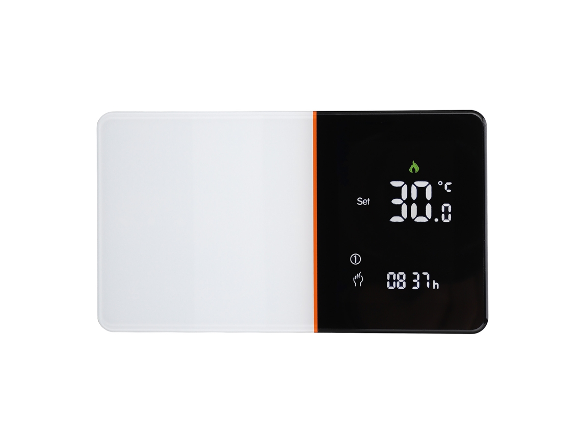 Termostato inteligente con pantalla táctil programable.