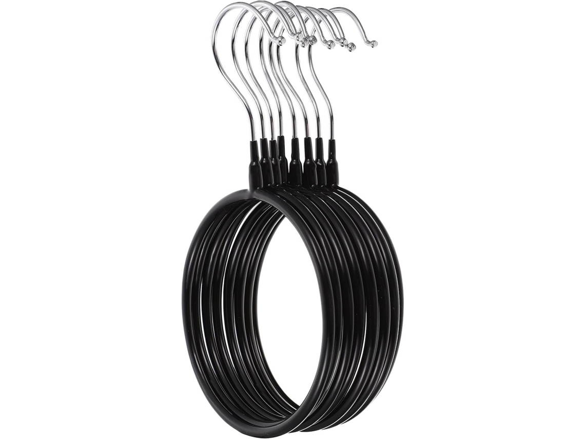 Soporte Redondo Bufandas Hierro Negro Pvc 8 Piezas Anillas Lisas Rebabas Práctico Elegante Organizador