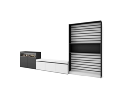 Muebles de Salón para TV 360x186x35cm Para TV hasta 65 Chimenea eléctrica Blanco y negro