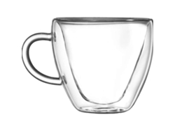 Taza de vidrio de doble pared con estampado de corazón, térmica, transparente, ideal para café, té y leche, hecha a mano.