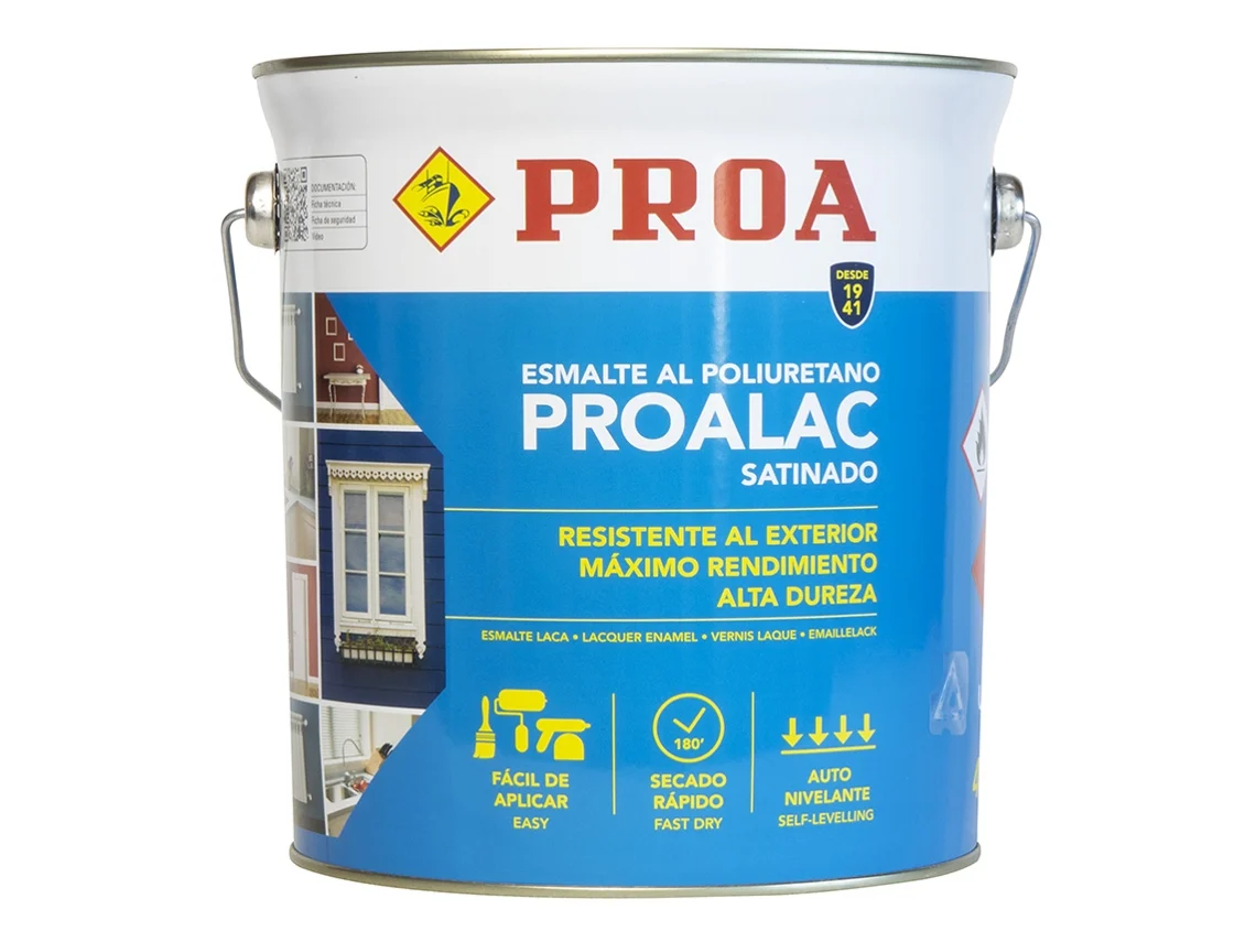 Esmalte Laca al poliuretano Proalac Pinta tus muebles de cocina, radiadores, madera o metales con la máxima calidad Gris perla 4L
