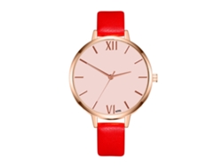 Reloj De Pulsera De Moda Para Mujer Con Correa De Piel Sintética Y Esfera Redonda, Cuarzo Rojo.