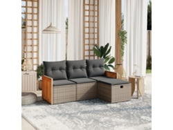 Conjunto de sofás de jardín de 4 piezas DKD Home Decor con cojines de mimbre gris