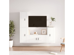 Conjunto de 4 muebles para TV | Mueble para TV | Mueble para TV de madera procesada blanca