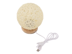 2026-lámpara De Mesa De Madera Led Usb Regulable Con Bola De Ratán Tejida A Mano Beige Para Dormitorio Sala Niño