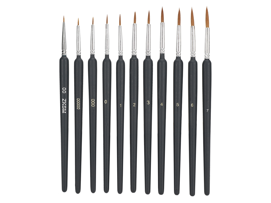 11pcs Pincel de Pintura de Pena de Doninha para Aquarela Gouache Óleo Traços Artísticos