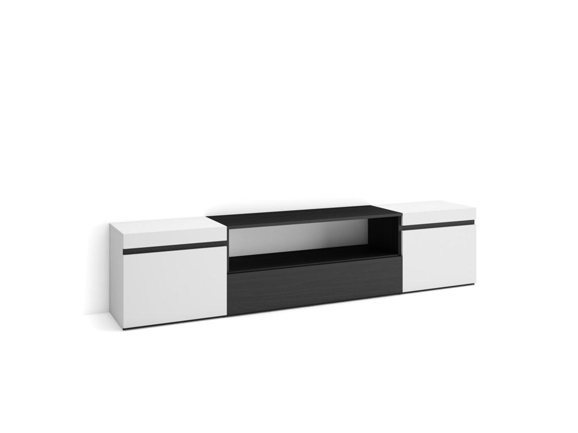 Mueble de TV SKRAUT HOME para TVs hasta 80'' (Blanco - Melamina - 200x35x45 cm)