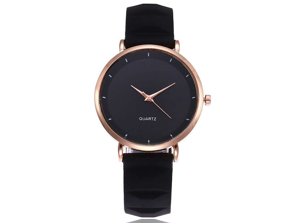 Reloj De Pulsera Redondo De Aleación Con Movimiento De Cuarzo Para Parejas, Color Negro.