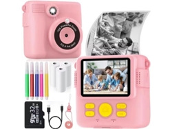 Cámara instantánea para niños Digitallab HD con impresión térmica y tarjeta de 32 g, color rosa