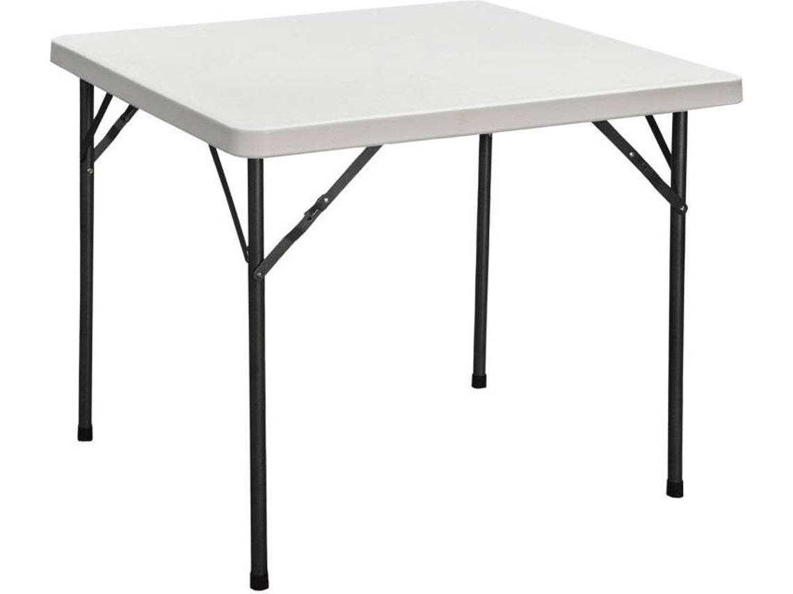 Mesa de catering plegable cuadrada portátil | Color blanco de 88 cm de lado | Mesa Multiusos