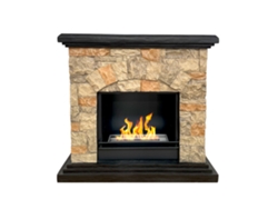 Chimenea de bioetanol Belluno, chimenea de suelo de bioetanol, efecto piedra artificial, 105 cm x 38 cm x 100 cm