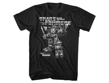 Camiseta ROCKINSTONE blanca y negra Box Art Predaking Transformers (S)