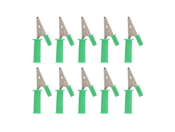 10 Pinzas De Cocodrilo Aisladas De Latón De 5 Mm Con Conector De 4 Mm Para Pruebas Experimentales Y Baterías De Coche - Verde