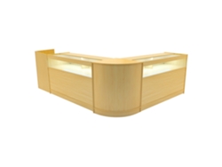 Conjunto de mostrador comercial Luna | Arce | CM60 2xB1500 TB60 | MDF y vidrio templado | Estanterías y puertas MonsterShop