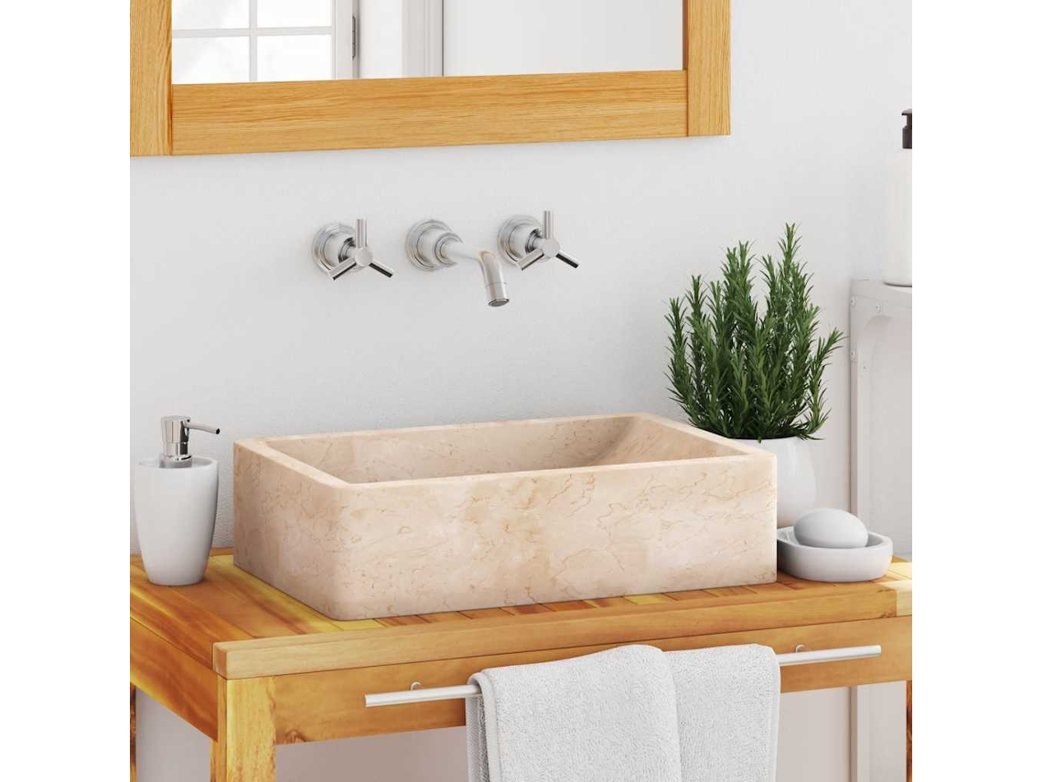 Lavabo 45x30x12 cm Mármol Crema Brillo DKD HOME DECOR