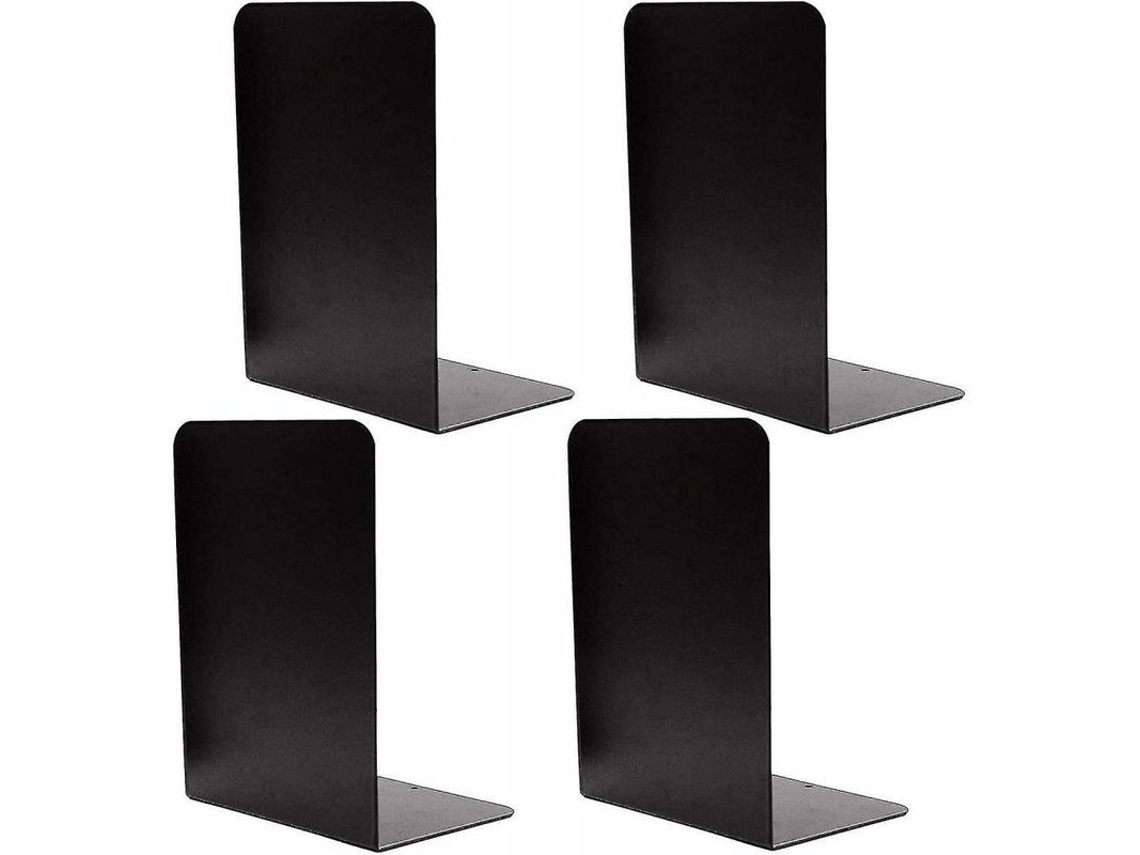 2026rebe-4 Piezas De Soportes De Libros Metálicos Decorativos Negros Resistentes Con Goma Antideslizante, 8.7" De Alto