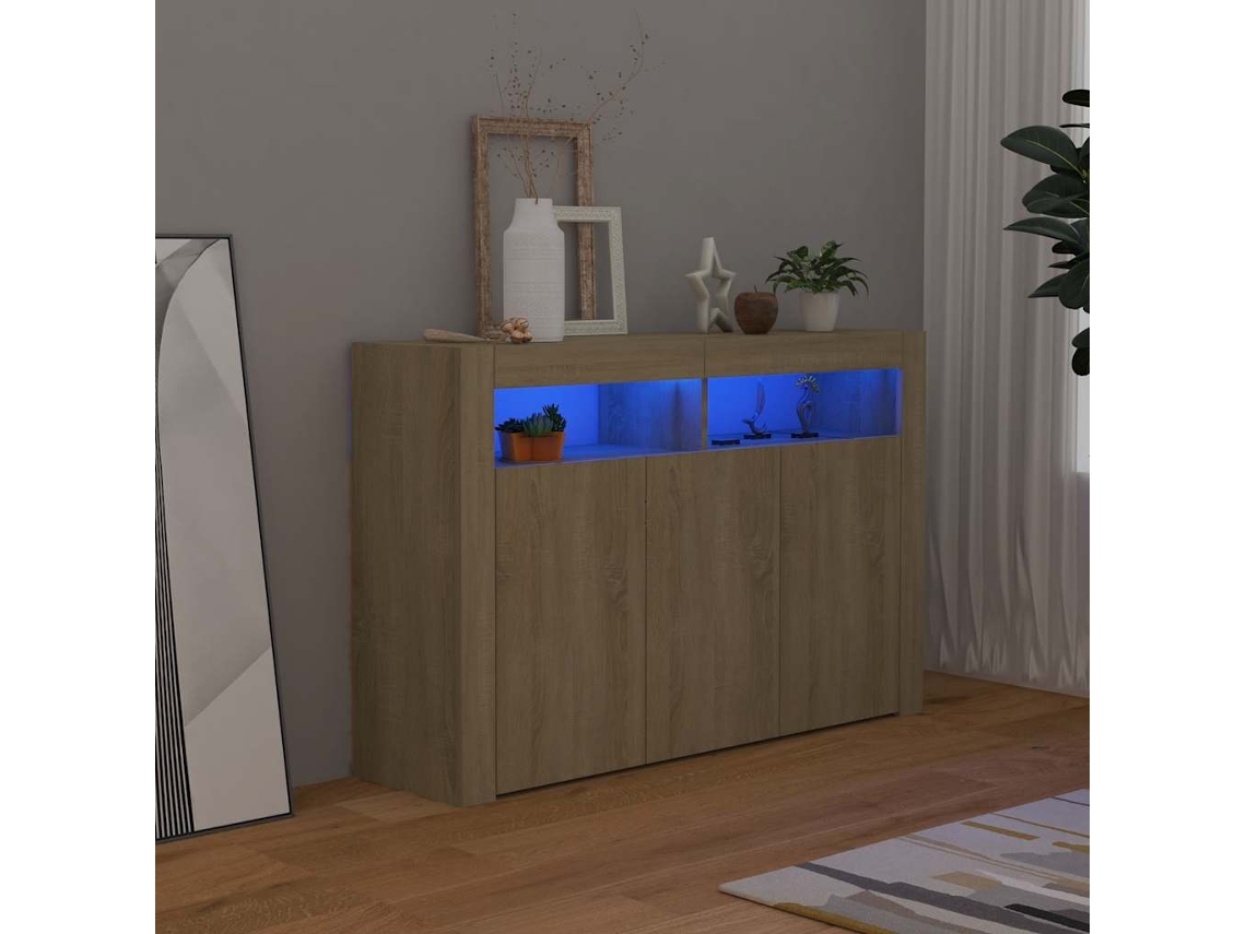 Aparador con luces LED 115,5x30x75 cm Roble Sonoma Dkd Home Decor