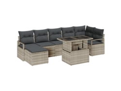 Conjunto 8 De Sofá De Jardín De Vidaxl Con Cojines Gris Claro Gris Claro Ratán