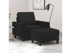 Sillón Con Taburete Tela Negro 60 Cm