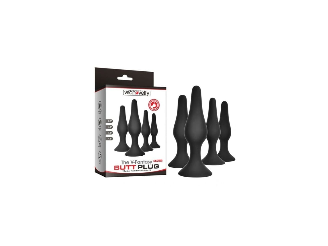 Plug Anal VSCNOVELTY Negro Silicona Set 4 Piezas