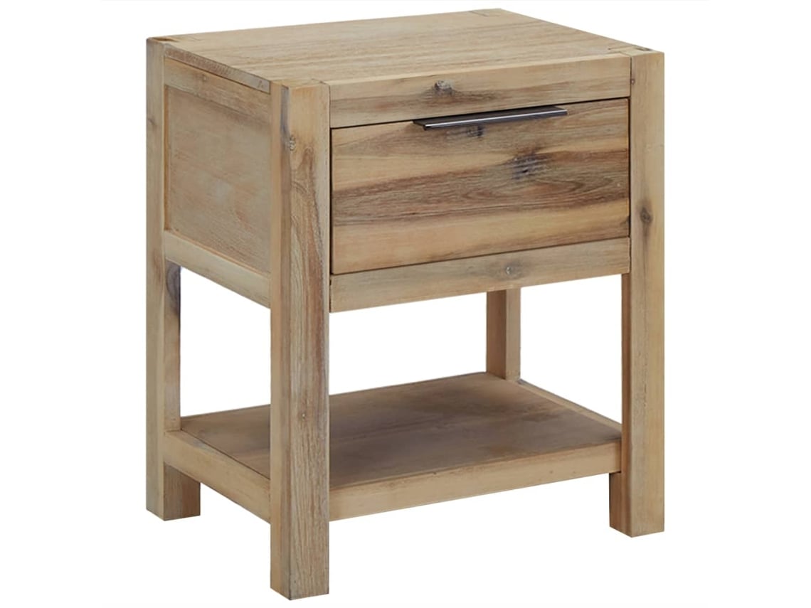 Mesita de noche con cajón 40x30x48 cm Madera maciza de acacia DKD HOME DECOR