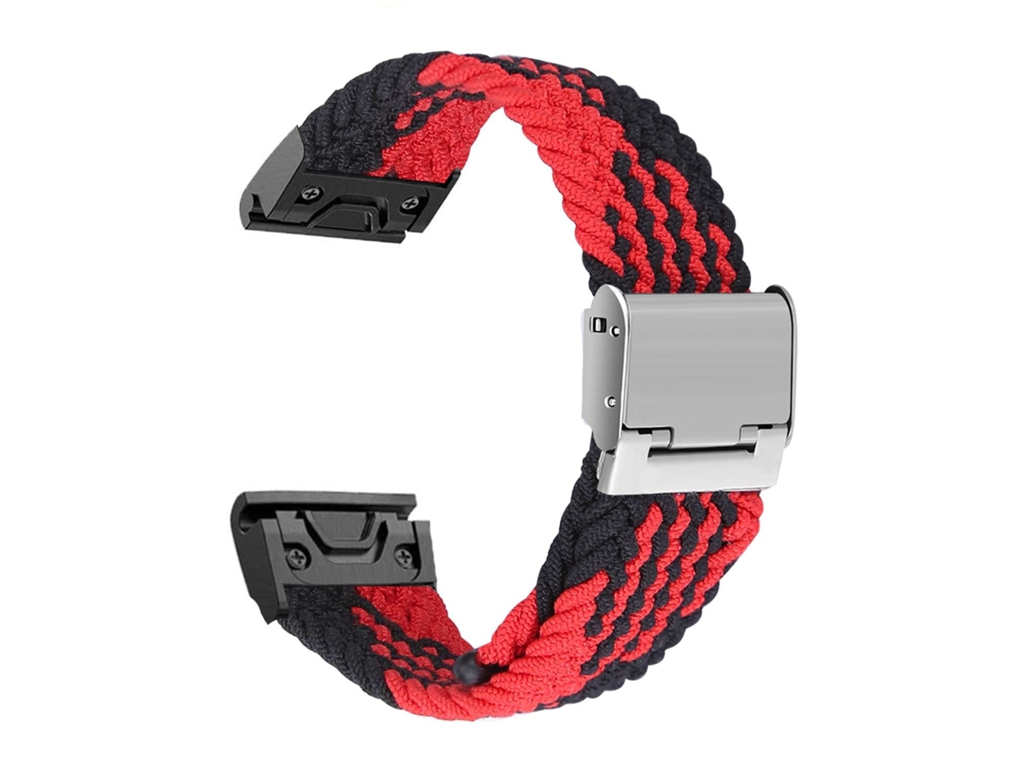 Correa Pulsera Trenzada Flexible para Garmin Instinct Tactical Edition Rojo y Negro