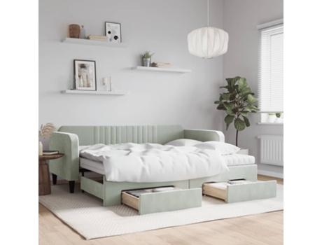 Sofá cama MAISON EXCLUSIVE nido con cajones terciopelo gris claro 90x200 cm