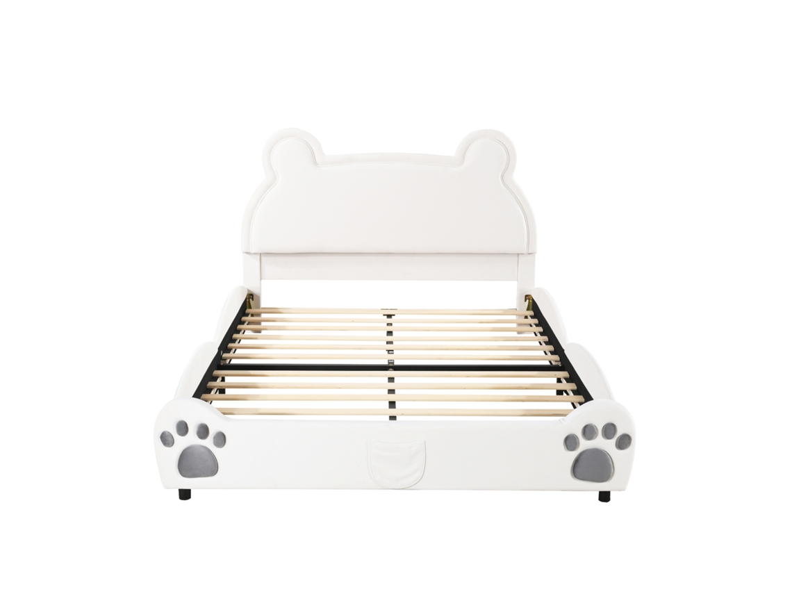 Cama infantil con forma de oso blanco Mobrio (140 x 200 x 103 cm)