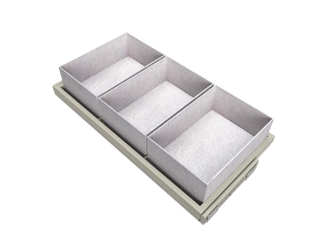 EMUCA Kit de Bandejas con 3 Cestos Organizadores y Estructura Corredera de Cierre Suave para Armarios - Regulables - Módulo 900Mm - Gris Piedra