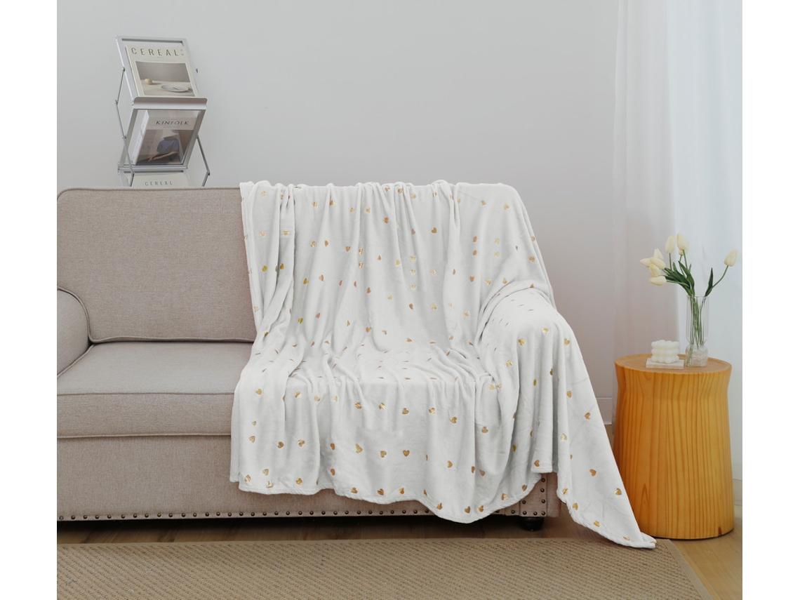 Manta de amor estampada blanca 130*160cm-BOD HOME