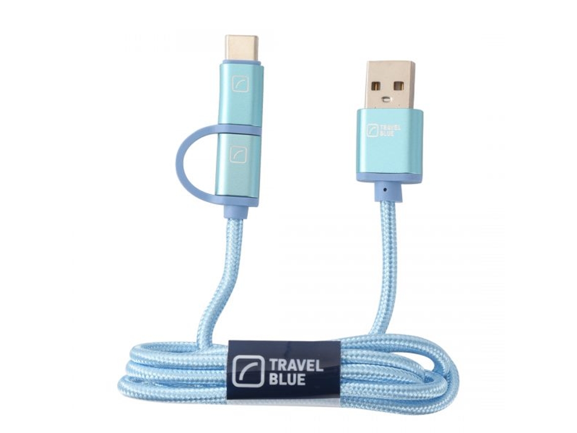 Cable De Carga Y Sincronización 2 En 1: Usb A Micro Usb Y Usb Tipo-C TRAVEL BLUE