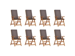 Maison Exclusive - Silla De Jardín 8 Pcs Marrón Y Gris 57 X 71.5 X 104 Cm