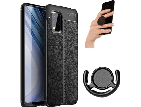 Carcasa, Popsocket y Soporte Xiaomi Mi 10 Lite Rugged Leather Negro