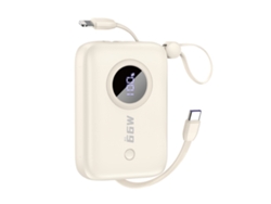 Batería Externa Dudao K14 10000mah Con Cables Usb-c Y Lightning - Beige