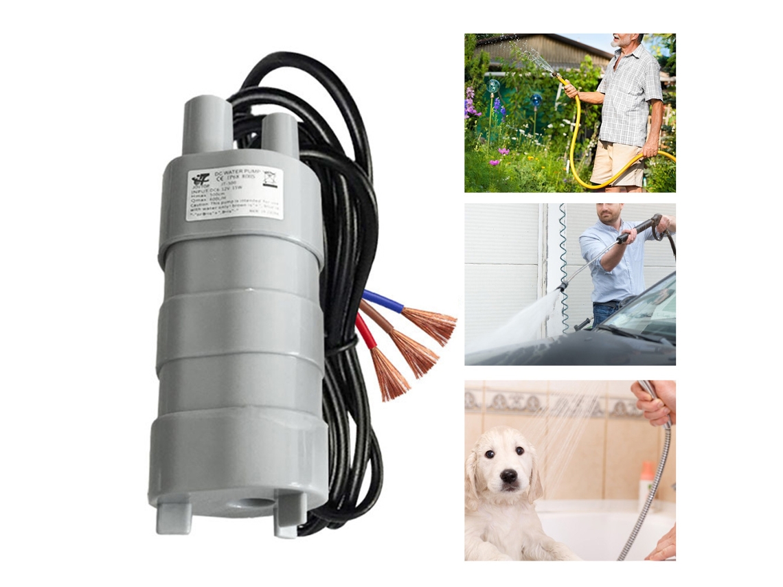 Bomba de agua sumergible de alto caudal de 12 V, bomba eléctrica multifuncional para caravanas y autocaravanas.