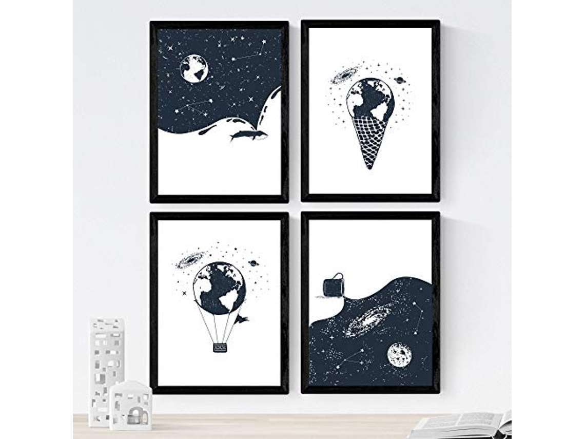 Set de 4 Láminas NACNIC Tierra Espacio (A4)