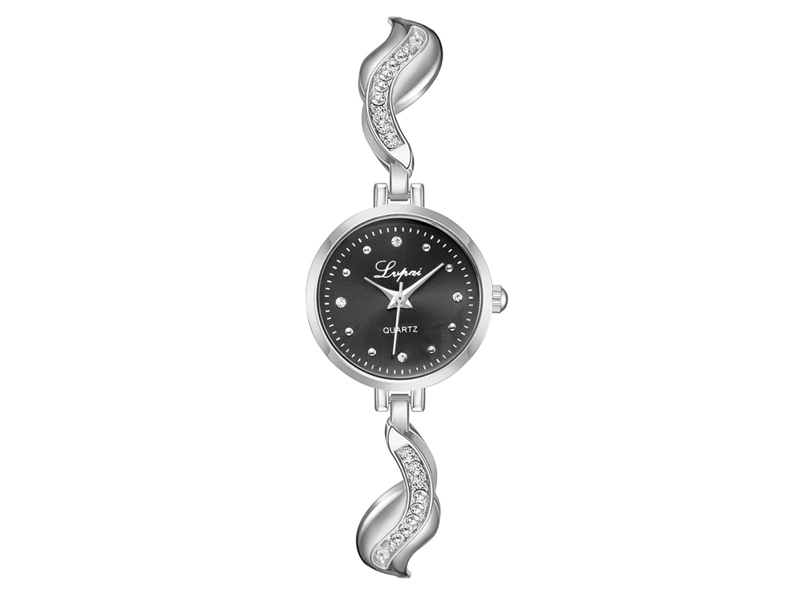 Reloj De Pulsera Para Mujer Con Brazalete De Aleación Y Piedras Preciosas, Esfera Redonda Y Movimiento De Cuarzo.