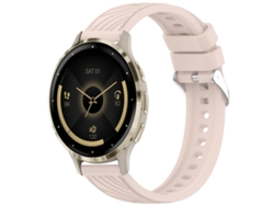 Bracelete Para Garmin Venu 3s (18mm) - Silicone - Textura Listrada - Fivela De Aço Prate Rosa