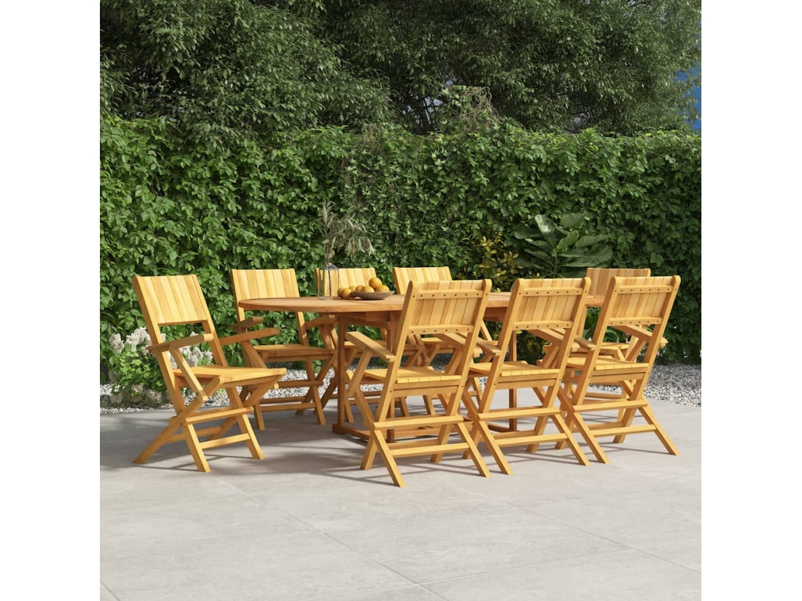 Sillas de jardín plegables (8 unidades, 55 x 61 x 90 cm), teca maciza, DKD Home Decor