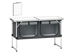 Armario de cocina plegable de aluminio para camping, encimera, almacenamiento de viaje, plateado