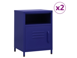 Mesitas de Noche LOVELY HOME Mesinha 2 Pcs 35X35X51 Cm Aço Azul-Marinho