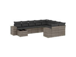 Maison Exclusive - Set De Sofás De Jardín 10 Pzas Con Cojines Ratán Sintético Gris