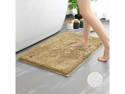 Alfombra de Baño LUUCOZK Antideslizantes Absorbentes Secado Rápido Decoración Parte Inferior Poliéster Beige (50x80cm)