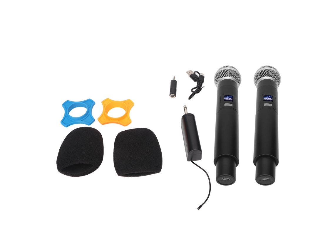 Sistema De Microfone Sem Fio Profissional 2 Mãos Dinâmico Cordless Para Karaokê Igreja Cantar