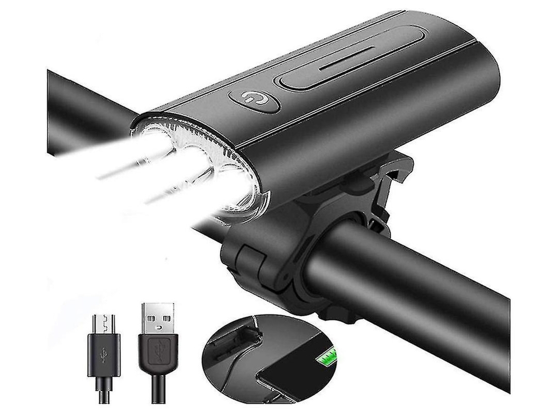 Faro delantero para bicicleta IP65, recargable por USB, para MTB/carretera, color negro, Yizhood