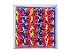 25 Jabones de Rosas Multicolores, Caja Regalo, Cumpleaños, Boda MEOIRUERY